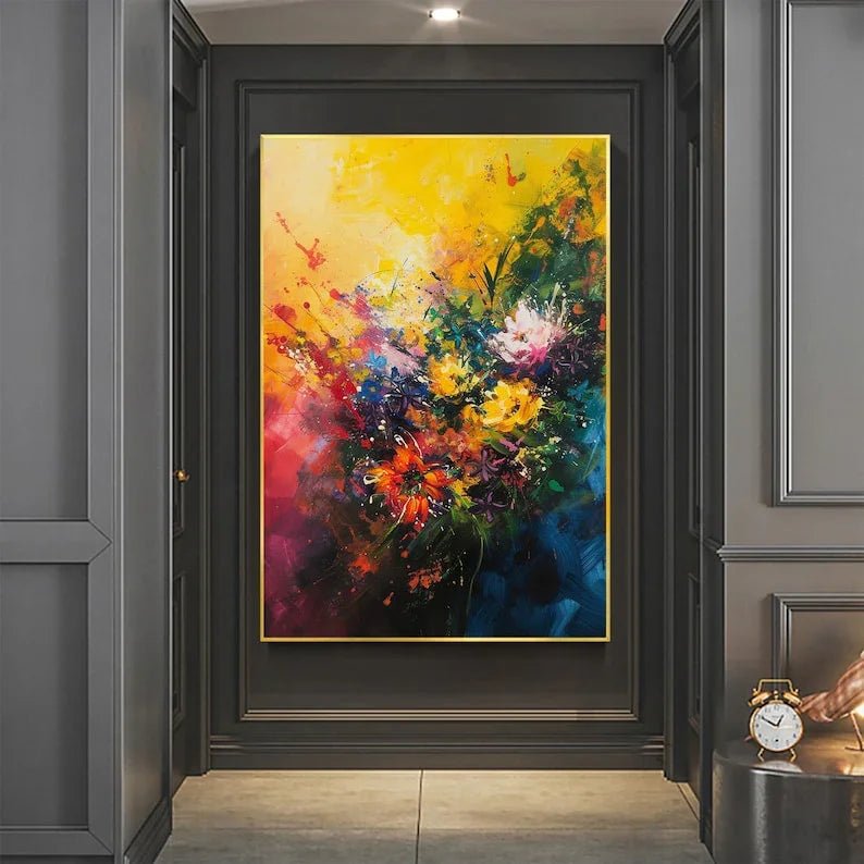 Original Floral Painting on Canvas, Large Abstract 3D Textured Blossom Flower Wall Art Custom Modern Fashion Living Room Home Decor Online - All India Decor