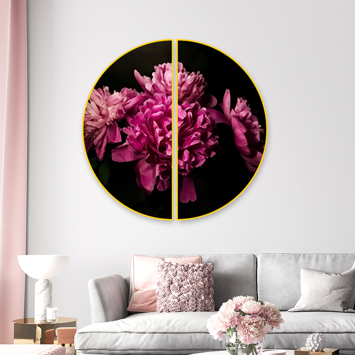 Dreamy Magenta Flora Semi Circle Frames Set Of 2