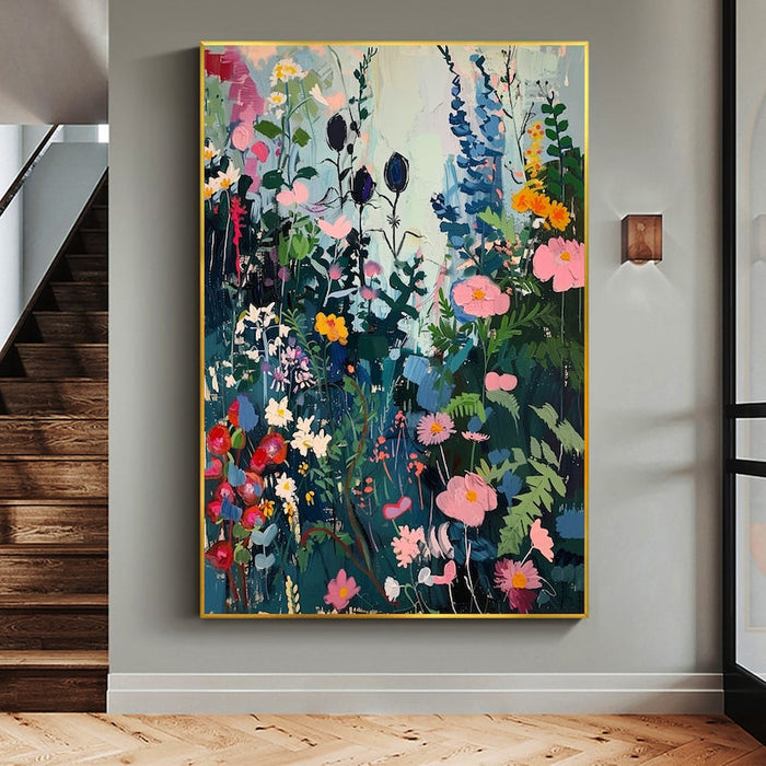 Large Colorful Flower Painting on Canvas, Canvas Wall Art, Abstract Blossom Floral Art, Original Minimalist Living Room Home Decor Gift Online