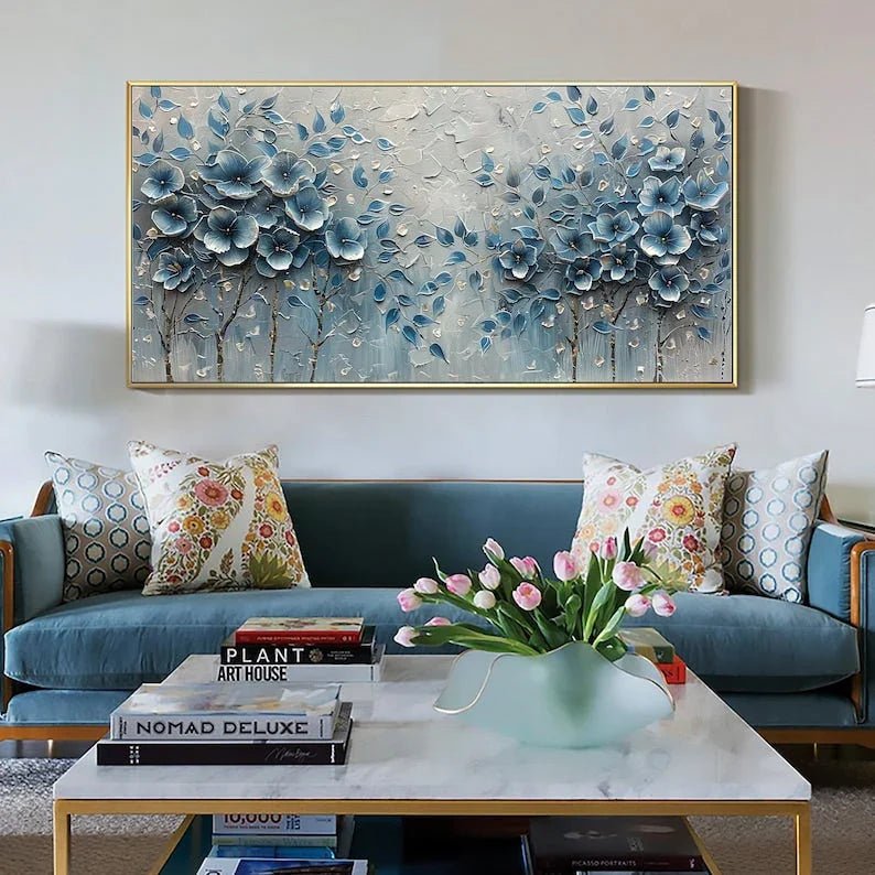 Abstract Flower Painting on Canvas, Large Canvas Wall Art, Original Red Floral Landscape Wall Art Custom Painting Living Room Home Decor Online - All India Decor