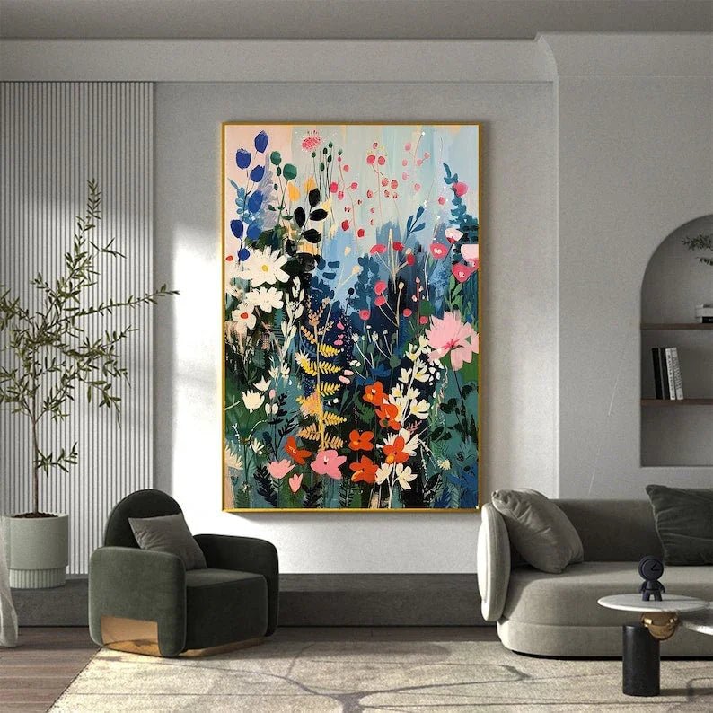 Abstract Blossom Tree Painting on Canvas, Original Large 3D Textured Flower Wall Art Custom Modern Trendy Fashion Living Room Home Decor Online - All India Decor