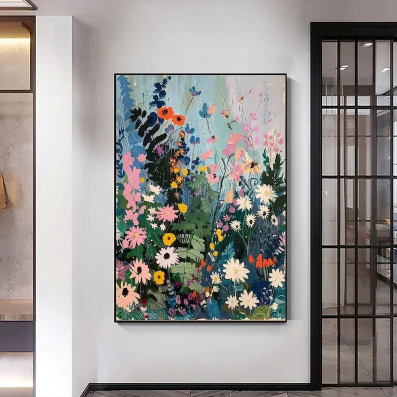 Abstract Blossom Floral Painting on Canvas, Original Large 3D Textured Flower Wall Art Custom Modern Fashion Living Room Bedroom Decor Online - All India Decor