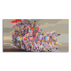 Krishna and Arjuna at Battlefield of Mahabharata Premium Wall Painting - All India Decor