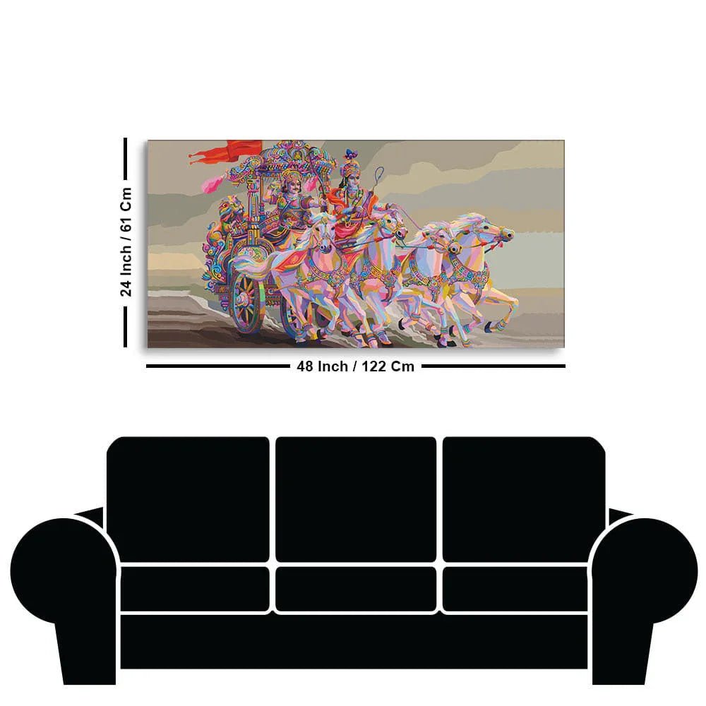 Krishna and Arjuna at Battlefield of Mahabharata Premium Wall Painting - All India Decor