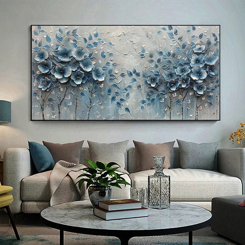 Abstract Flower Painting on Canvas, Large Canvas Wall Art, Original Red Floral Landscape Wall Art Custom Painting Living Room Home Decor Online - All India Decor