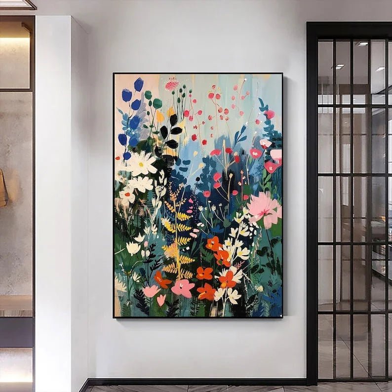 Abstract Blossom Tree Painting on Canvas, Original Large 3D Textured Flower Wall Art Custom Modern Trendy Fashion Living Room Home Decor Online - All India Decor