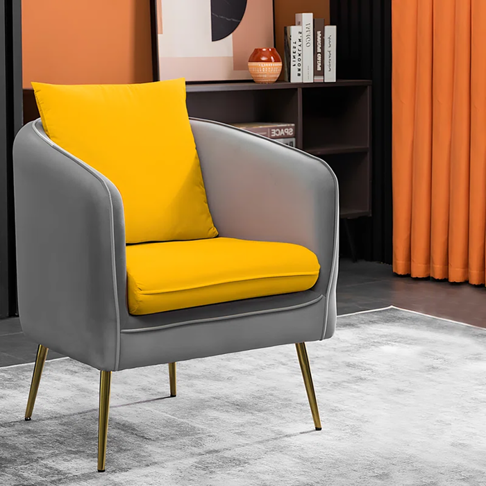 Grey & Yellow Lamb Accent Chair