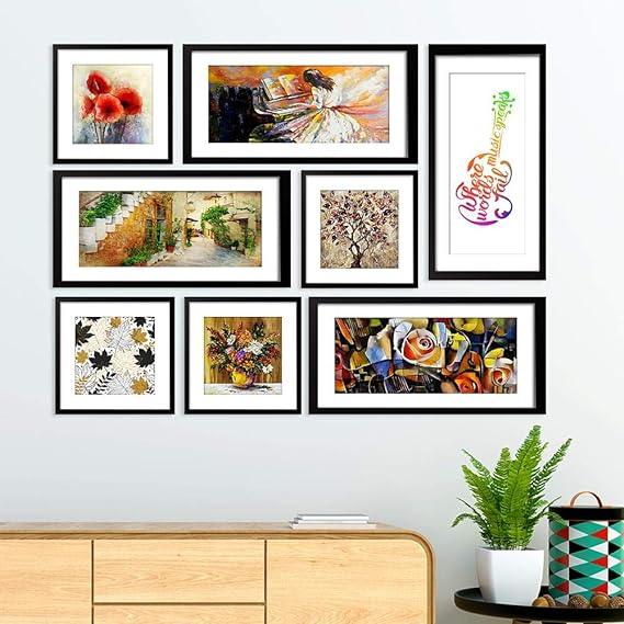Beautiful Flower Collage Picture Frames Wall Hanging Set of 8 - All India Decor