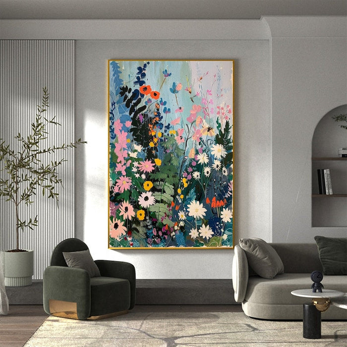 Abstract Blossom Floral Painting on Canvas, Original Large 3D Textured Flower Wall Art Custom Modern Fashion Living Room Bedroom Decor Online