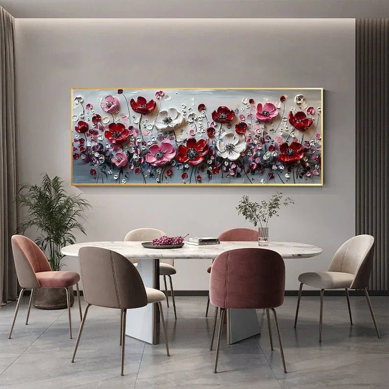 Abstract Flower Landscape Painting on Canvas Large Wall Art, Original Texture Floral Wall Art, Modern Bedroom Wall Decor Handmade Gift Online - All India Decor
