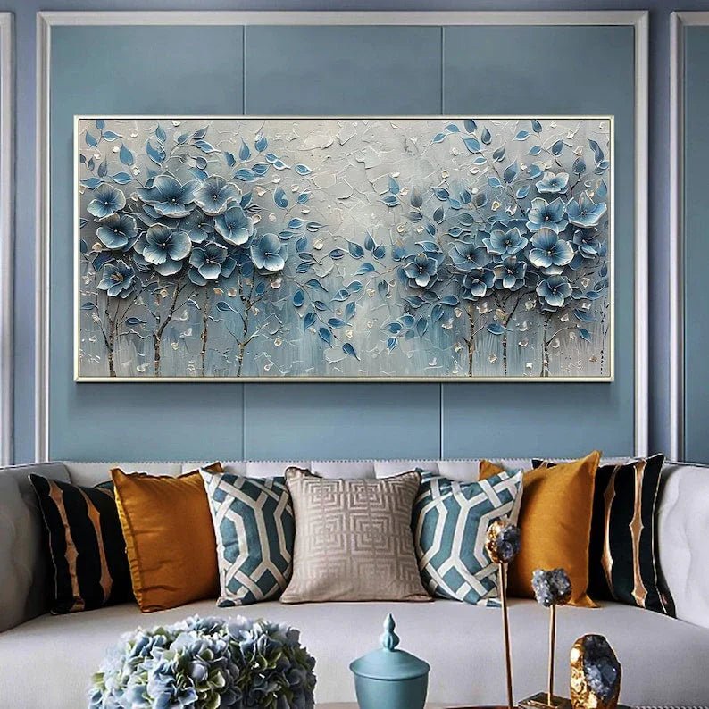 Abstract Flower Painting on Canvas, Large Canvas Wall Art, Original Red Floral Landscape Wall Art Custom Painting Living Room Home Decor Online - All India Decor