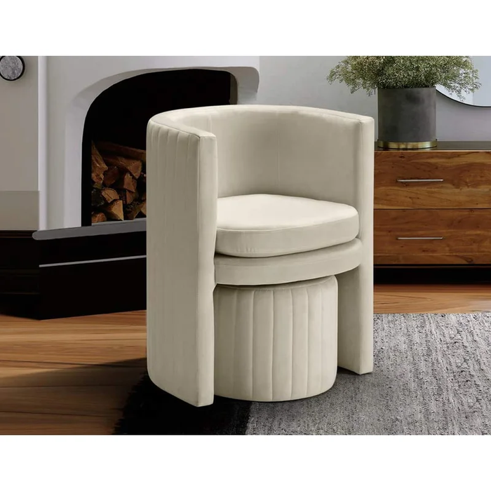 Beige Schillar Chair With Ottoman