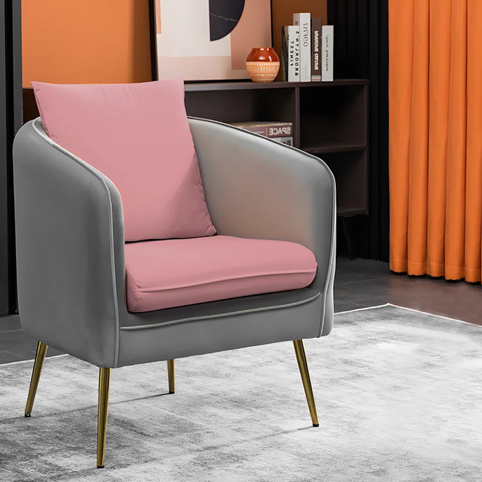 Grey & Pink Lamb Accent Chair