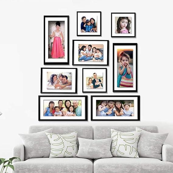 Pictures of Cute Children with Family in Photo Frame Collage, Set of 9 - All India Decor