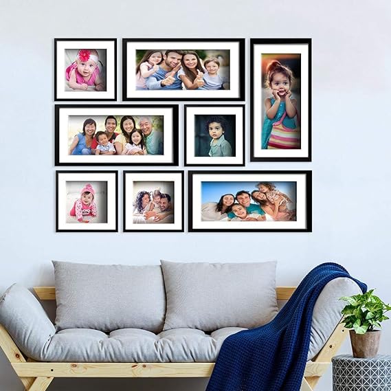 Cheerful Family Collage Photo Wall Frame Set of 8