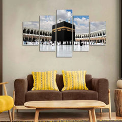 Masjid Al Haram Canvas Wall Painting of Five Pieces Set - All India Decor