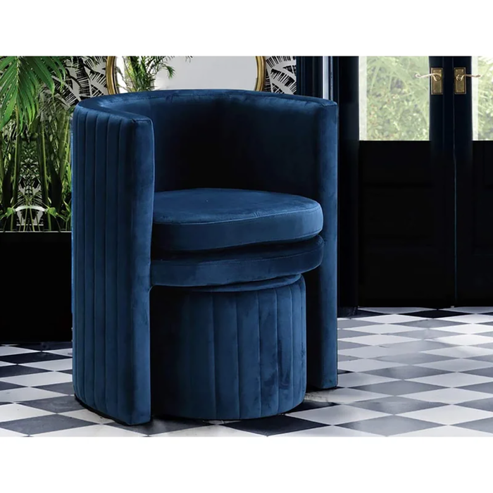 Blue Schillar Chair With Ottoman