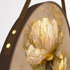 Golden Peony Flower Round Framed Wall Art Set of 3 - All India Decor