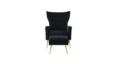 Black Danney Accent Chair With Ottoman - All India Decor