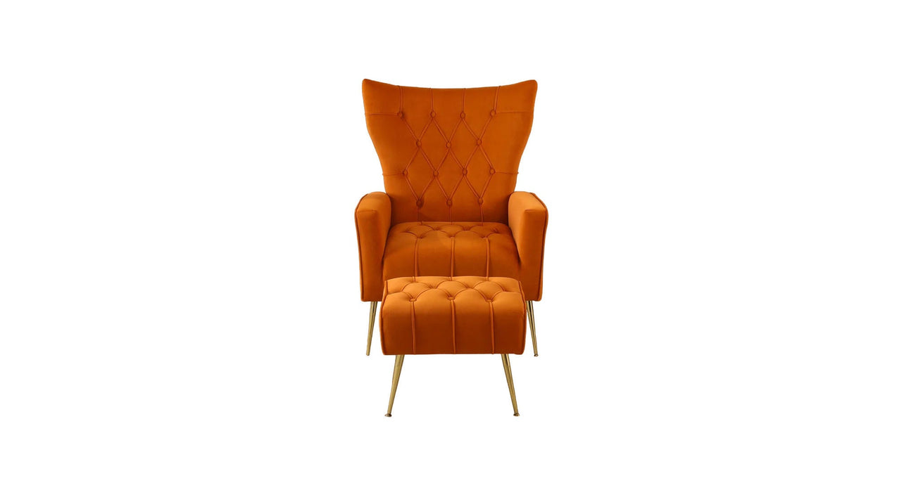 Orange Danney Accent Chair With Ottoman