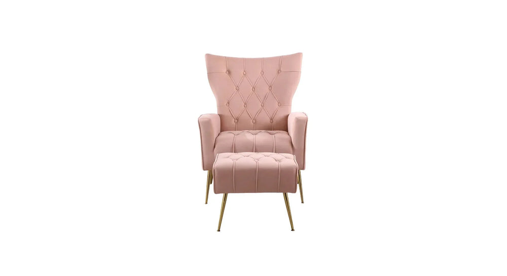 Pinkk Danney Accent Chair With Ottoman - All India Decor