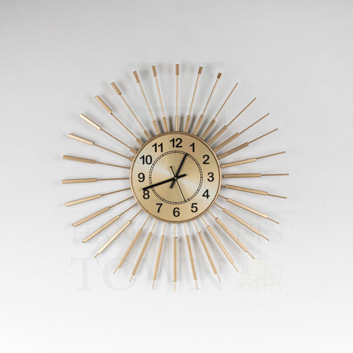 Golden Sun Metal Wall Clock