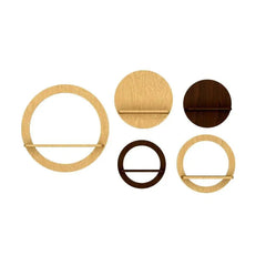 Stylish Circles Shape Set of 5 Wood Wall Shelf / Book Shelf,Walnut and Oak Finish - All India Decor