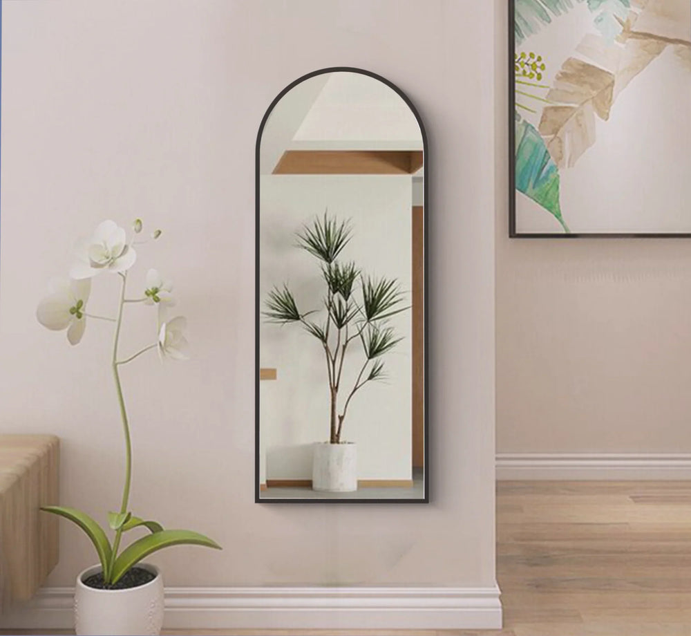 Arched Metal Floor Mirror (Bold Black) - All India Decor