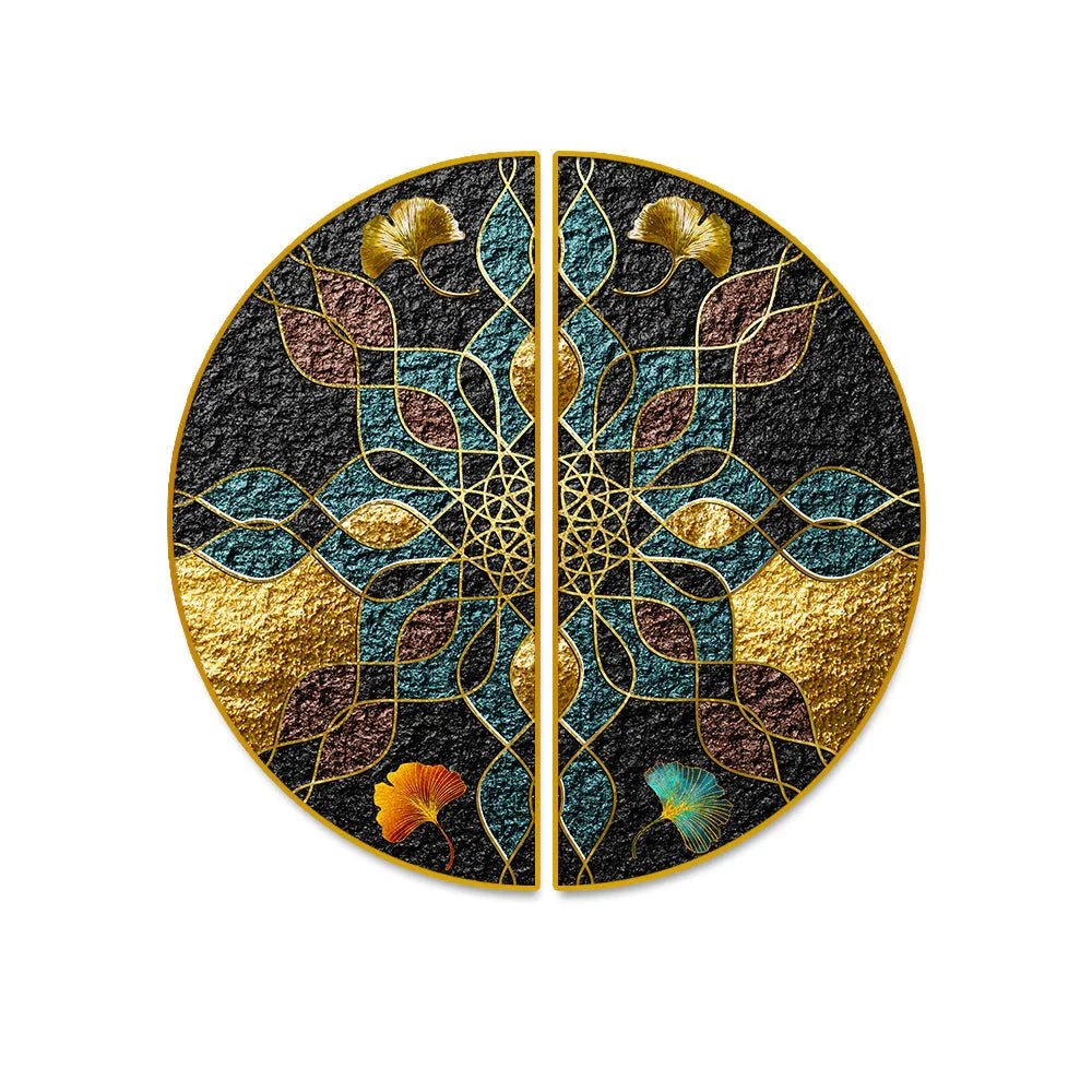Abstract Geometry, Color Piece, Porch, Golden Background. The Fashion Of Modern Semi Circle Wall Paintings & Art - All India Decor