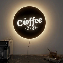 Designer Round Backlit Kitchen Wall Decor for Coffee Lovers - All India Decor