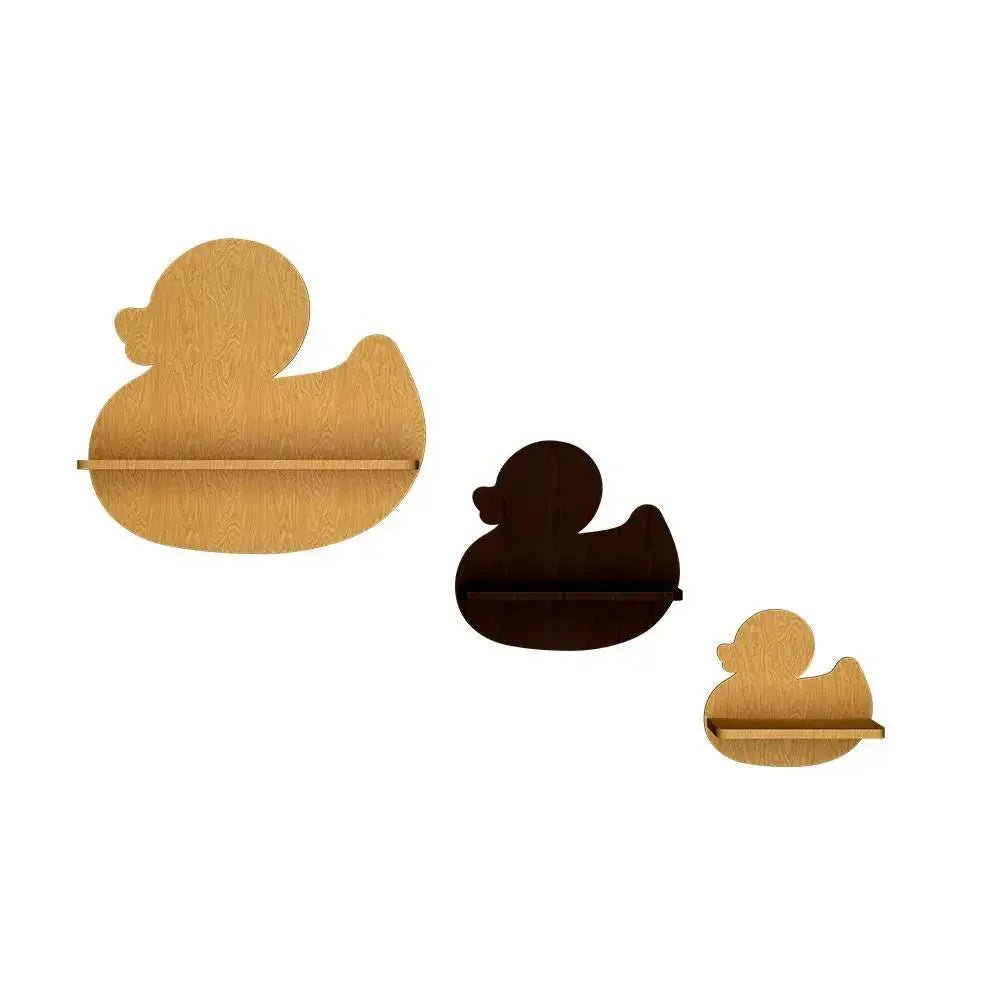 Duck Shape Wood Wall Shelf / Book Shelf,Walnut and Oak Finish - All India Decor