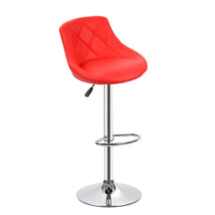 Easy Back Rest Coral Red Comfy Leatherette Bar Stool / Long Chair - All India Decor
