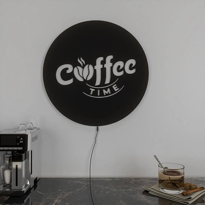 Designer Round Backlit Kitchen Wall Decor for Coffee Lovers