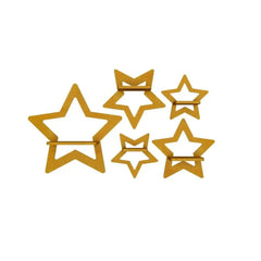 Stars Shape Wood Wall Shelf / Book Shelf, Gold Color - All India Decor