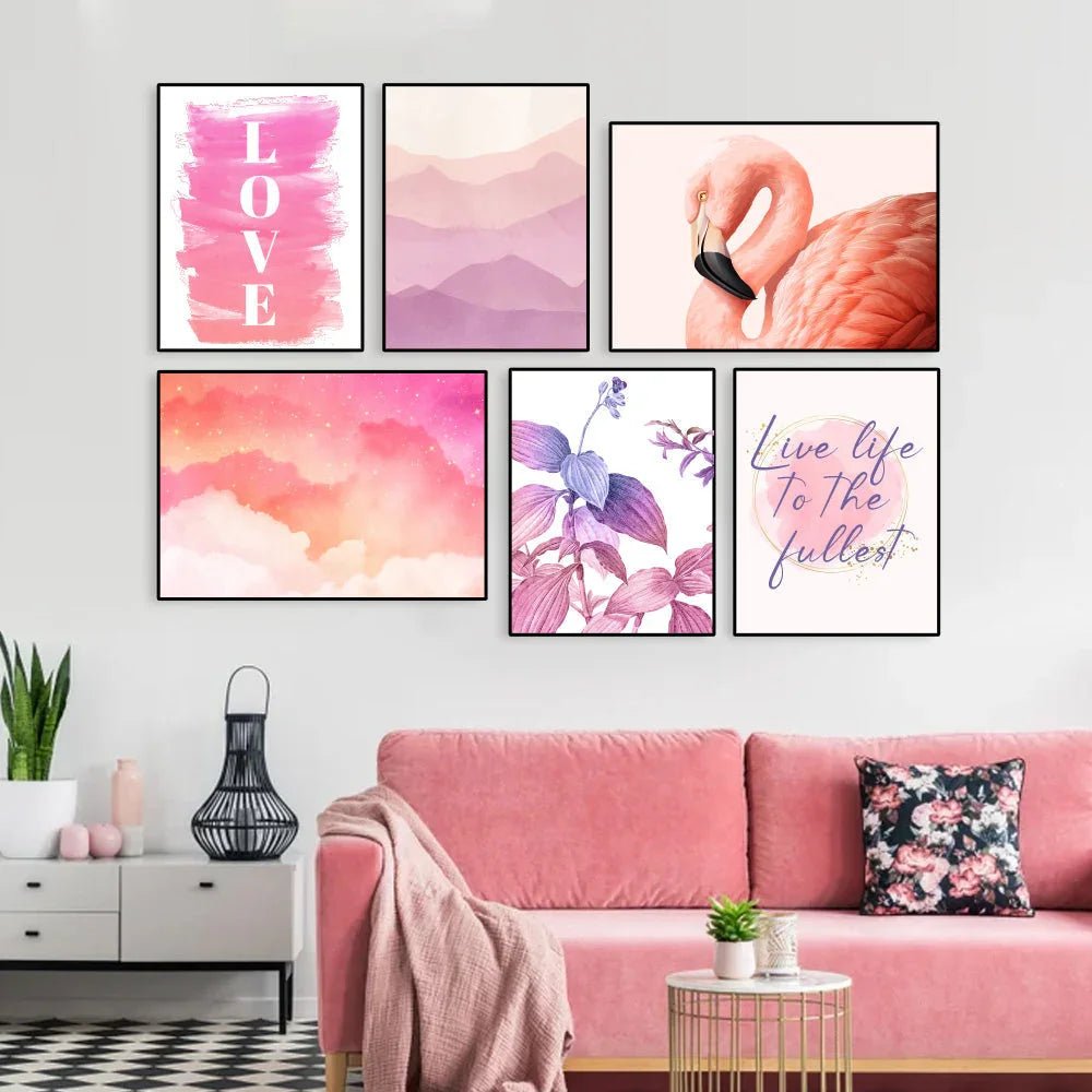 Tropical Vibes Pink Frame Set Of 6 - All India Decor
