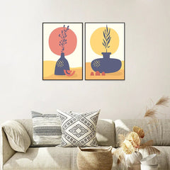 Ethnic Vibrant Flower Vase Frames Set Of 2 - All India Decor