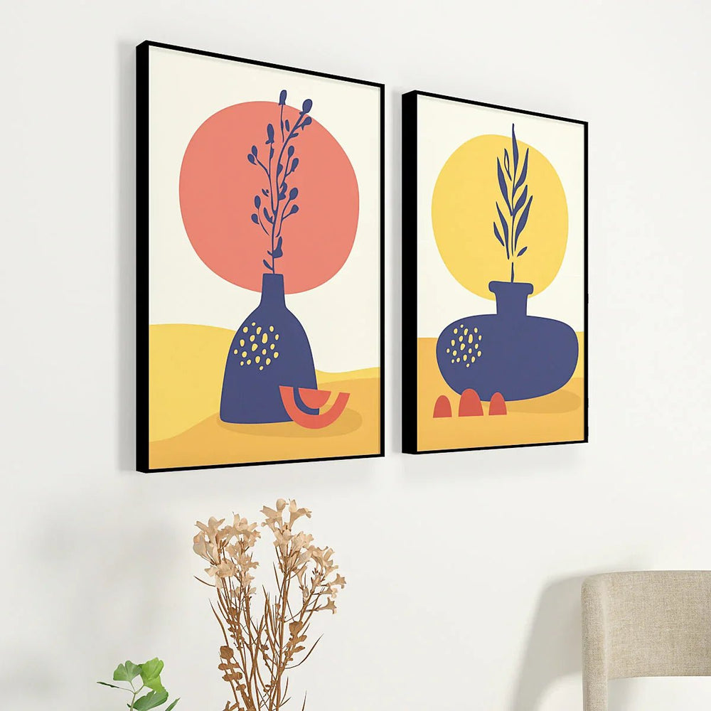 Ethnic Vibrant Flower Vase Frames Set Of 2 - All India Decor