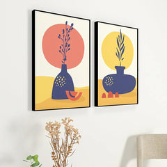 Ethnic Vibrant Flower Vase Frames Set Of 2 - All India Decor
