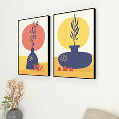 Ethnic Vibrant Flower Vase Frames Set Of 2 - All India Decor