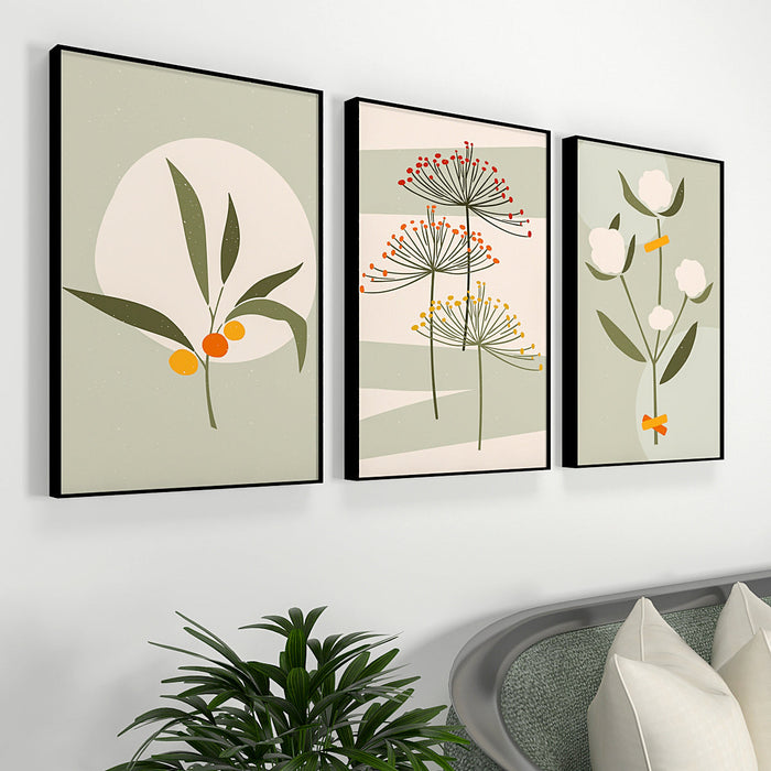 Dreamy Dandelions Green Frames Set Of 3