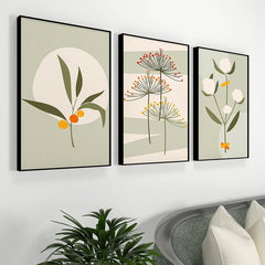 Dreamy Dandelions Green Frames Set Of 3 - All India Decor
