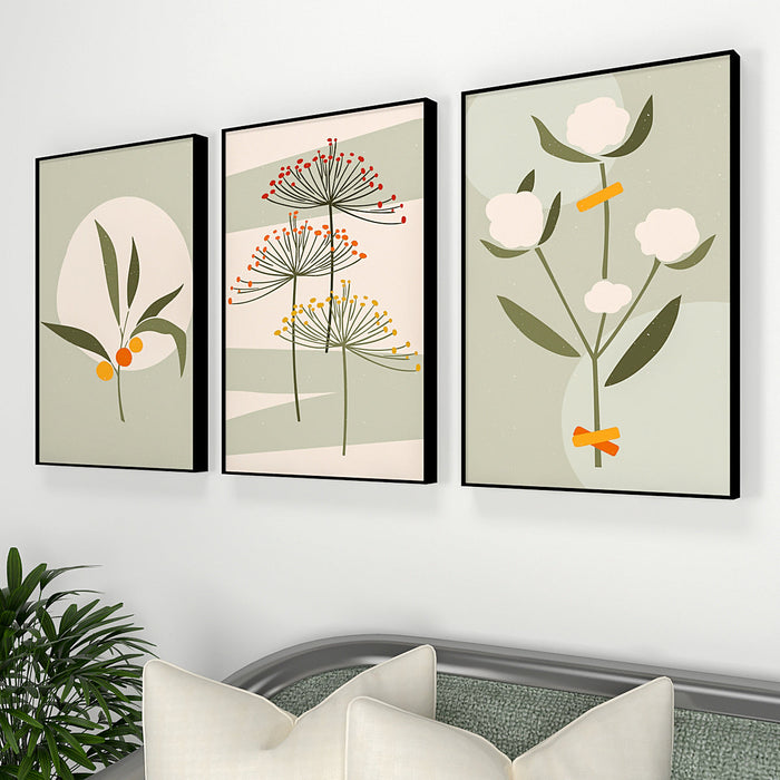 Dreamy Dandelions Green Frames Set Of 3