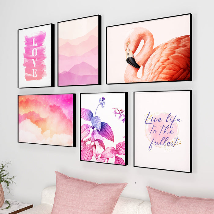 Tropical Vibes Pink Frame Set Of 6