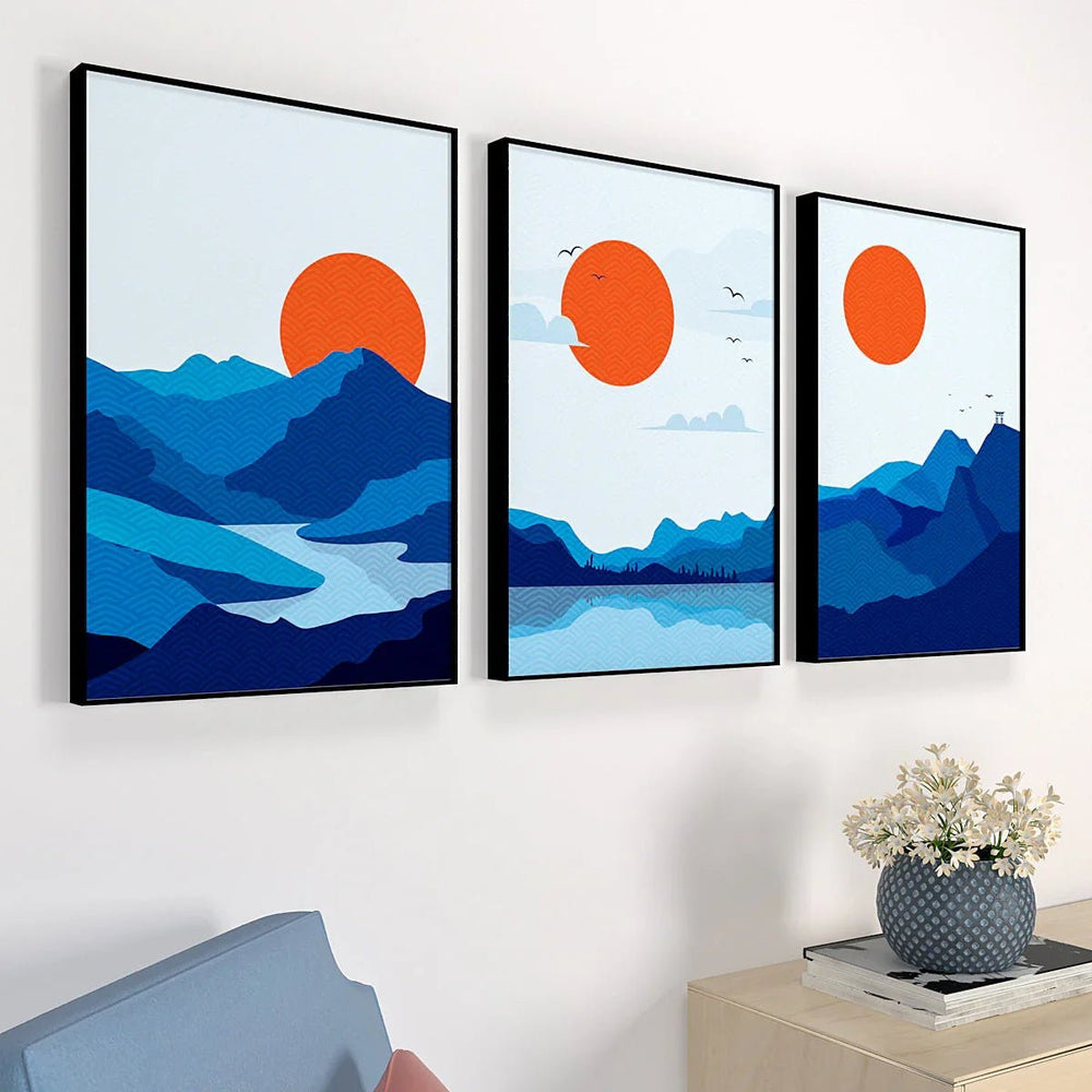 Gleeful Sunrise View Frames Set Of 3 - All India Decor