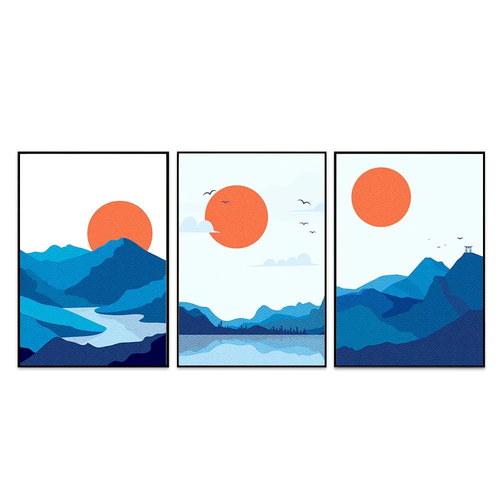 Gleeful Sunrise View Frames Set Of 3 - All India Decor