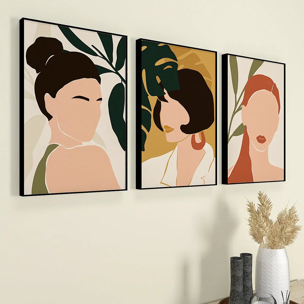 Women In Vogues Abstract Frames Set Of 3 - All India Decor