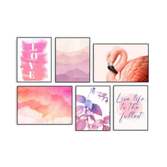 Tropical Vibes Pink Frame Set Of 6 - All India Decor