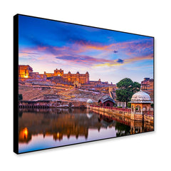 Sunset at Amber Fort and Maota Lake Framed Wall Art - All India Decor