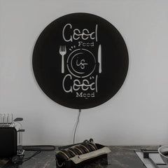 Circular 'Good Food' Backlit Wall Decor for Kitchen - All India Decor