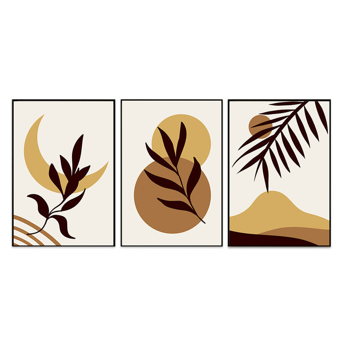 Sepia Tone Midnight Leaves Frames Set Of 3